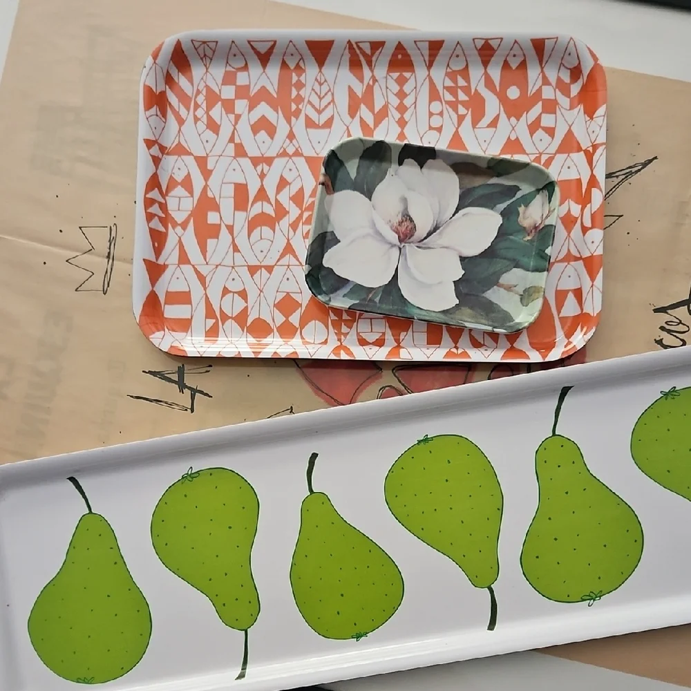 IKEA Orange and Green Decorative Vanity Trays